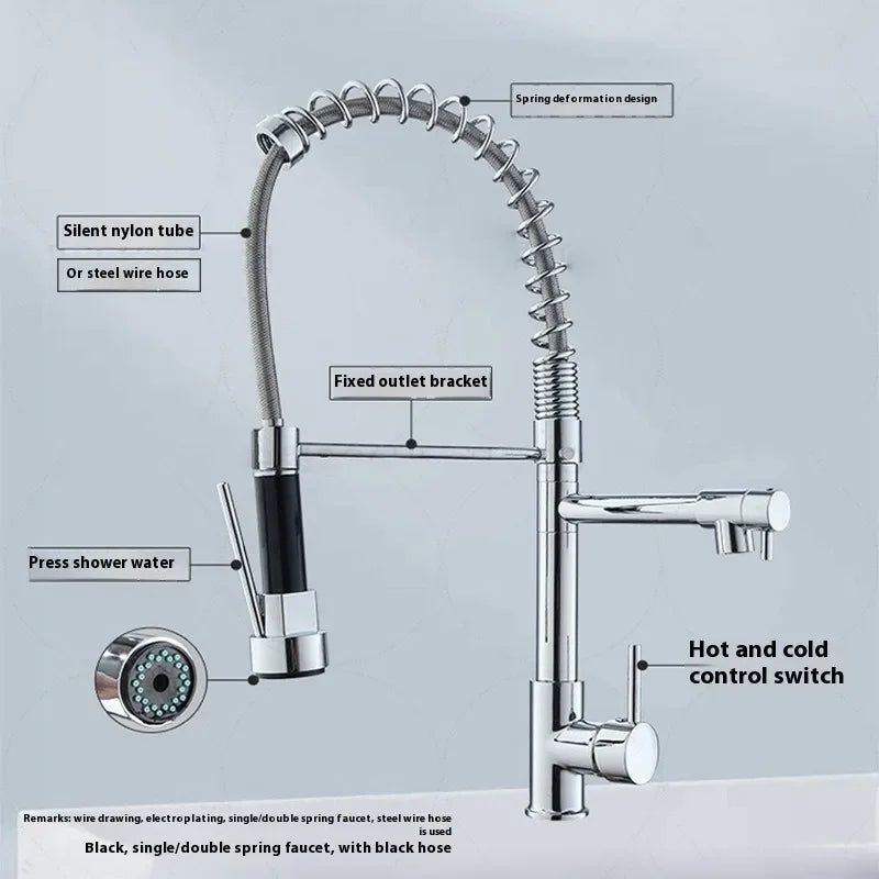 Touchless gold kitchen faucet with pull-out sprayer.