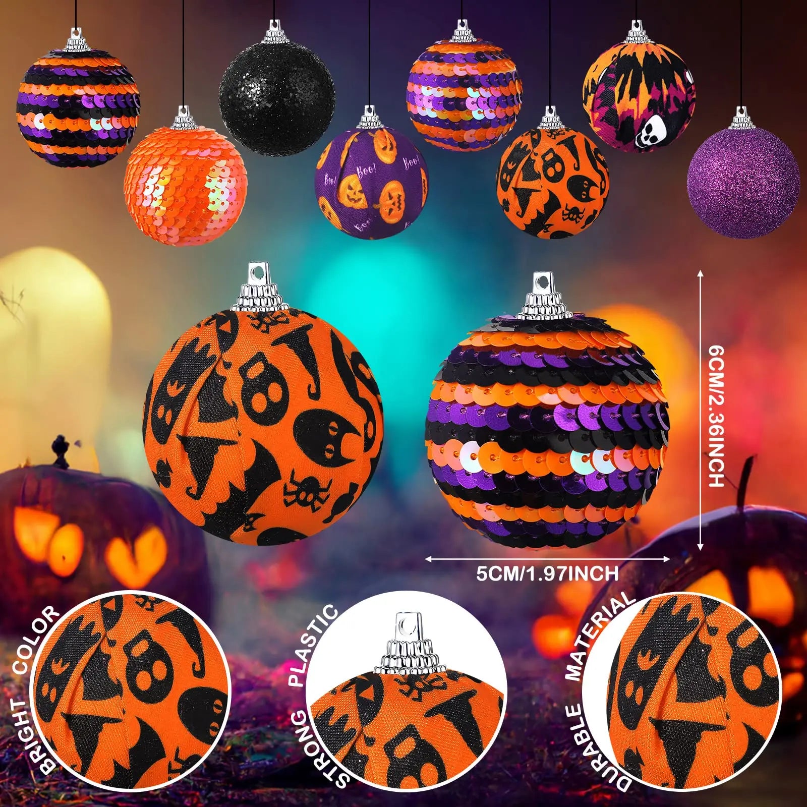 16pcs pumpkin Halloween tree ornaments.