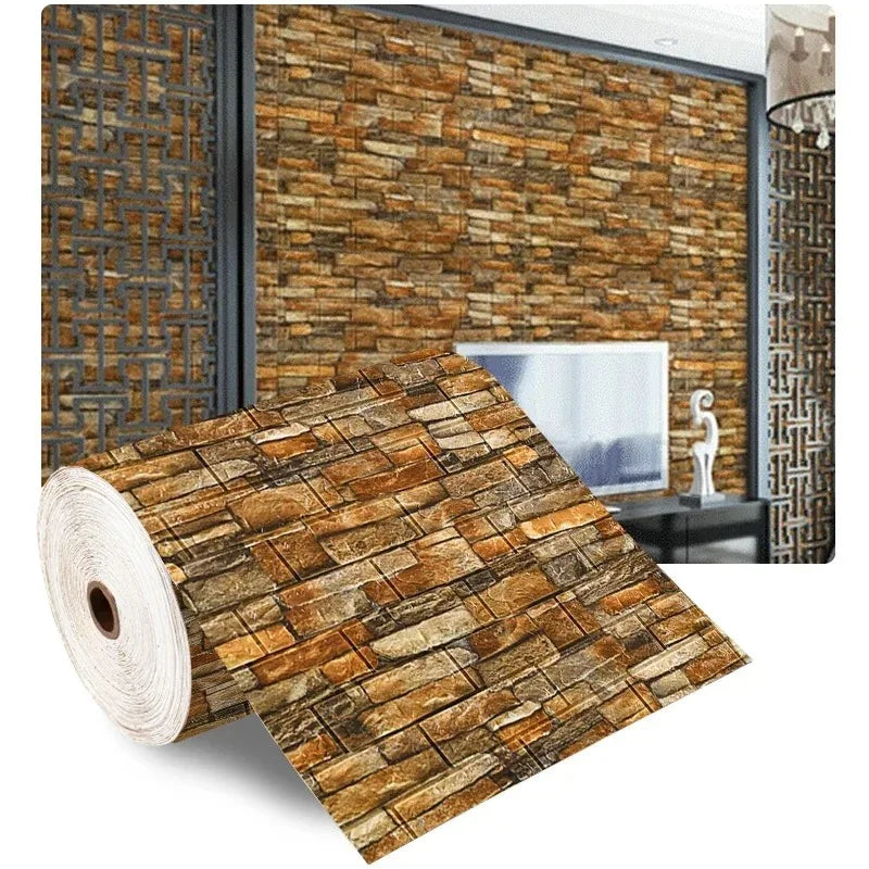 70cm x 10m 3D Foam Brick Wallpaper