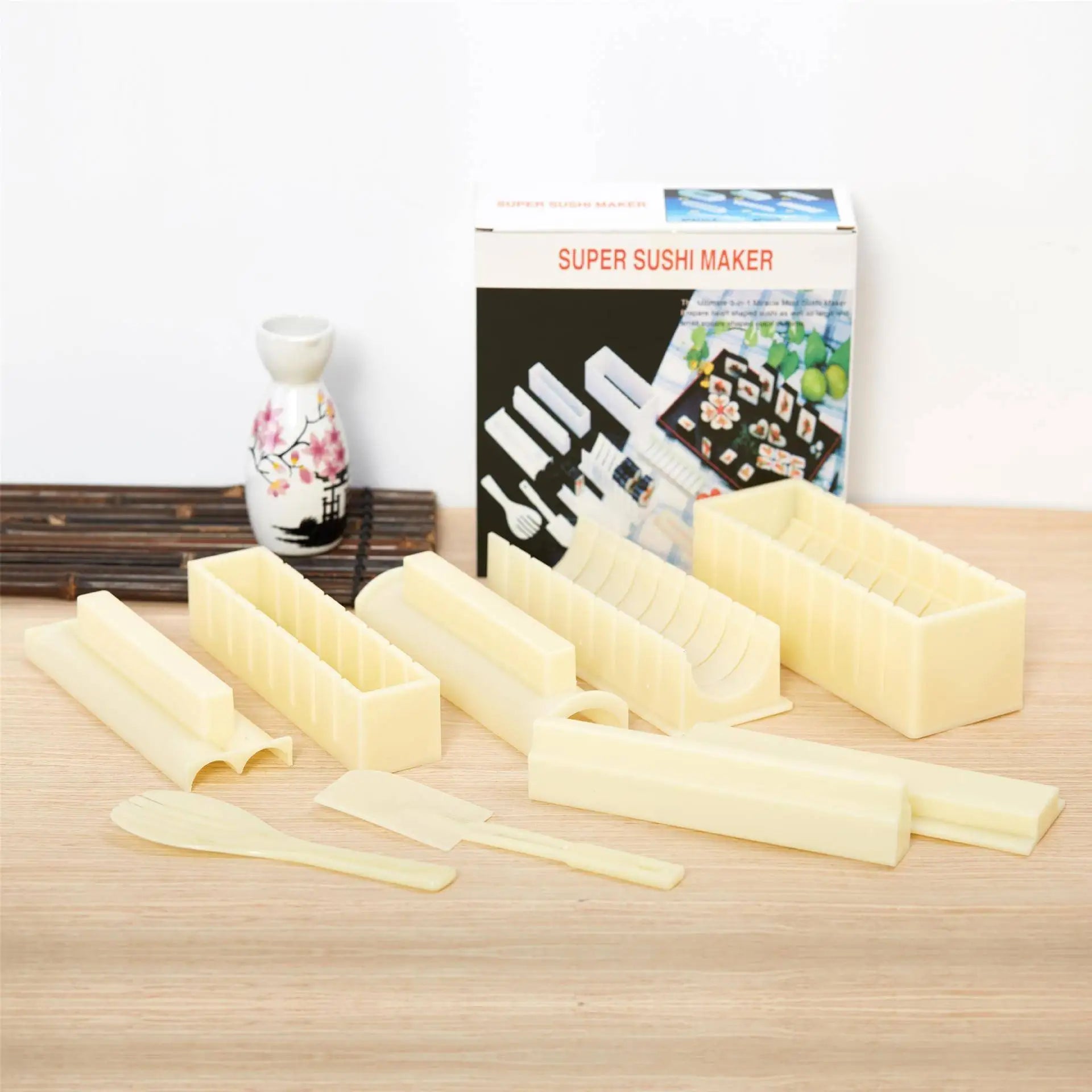 DIY Sushi Making Kit — Rice Roller with Fork & Spatula for Home Use.