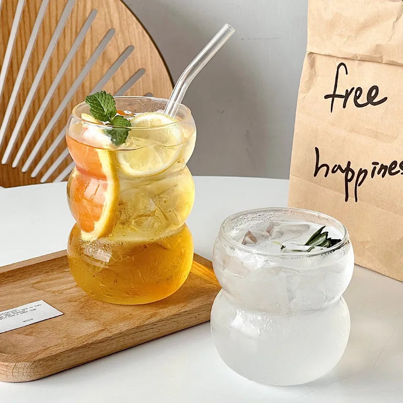 Glass Cup – 350/550 ml, With Straw