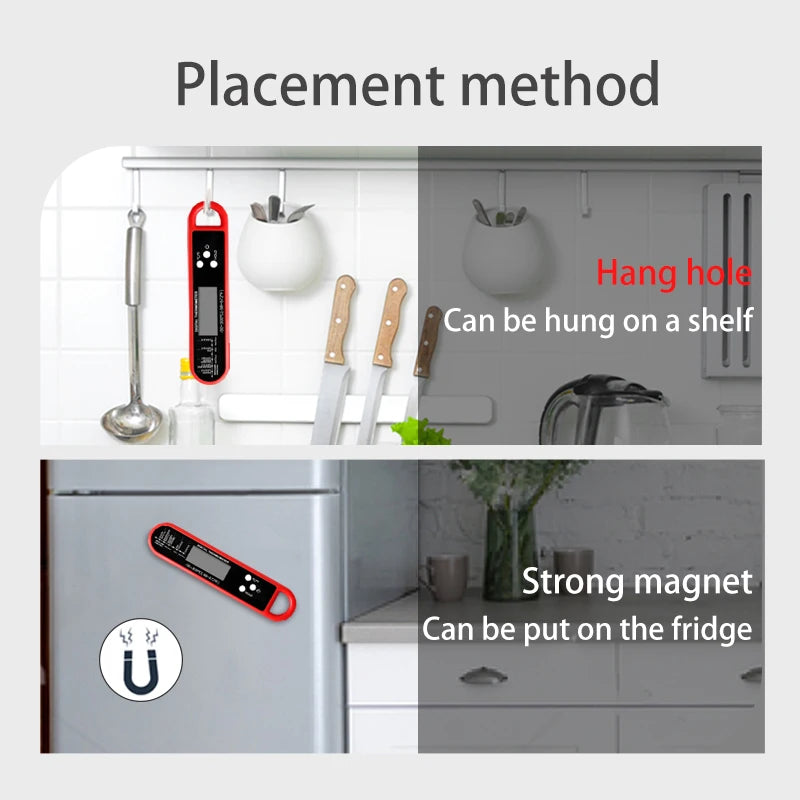 Digital Meat Thermometer — Instant Read Cooking Probe for BBQ, Grill, Oil, or Candy.